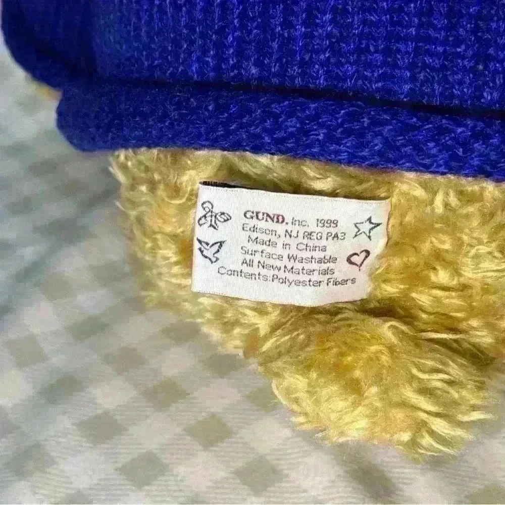 Vintage Gund Millennium Peace Teddy Bear 1999 Large Plush with Blue Sweater 25
